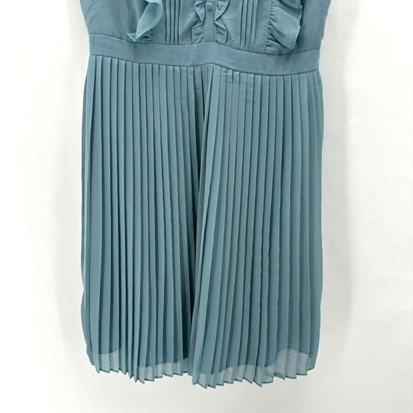 Cupcakes & Cashmere Hastings Ruffle Dress Womens 4 Fit Flare Blue Pleated Dainty - Picture 4 of 12